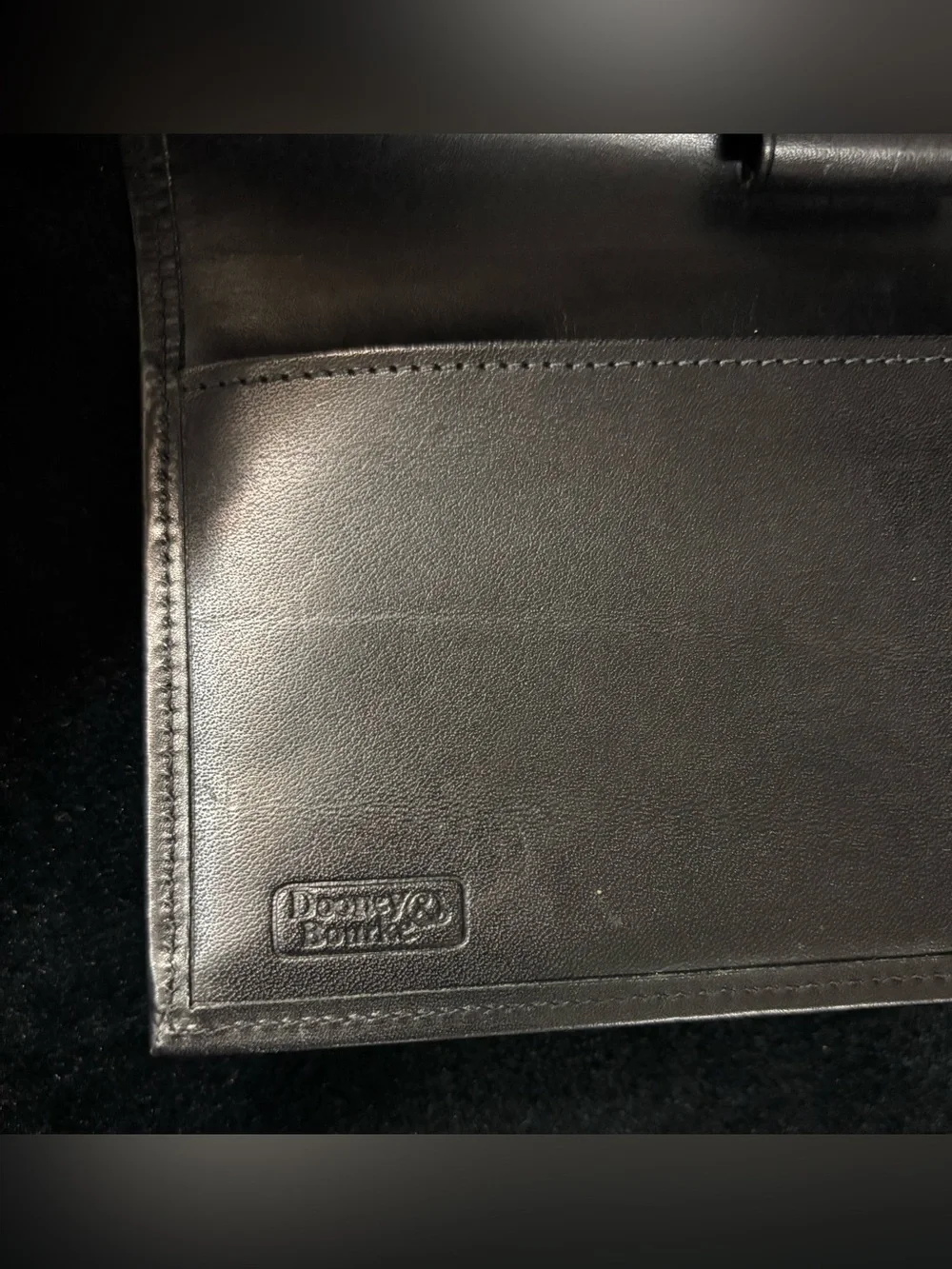 Vintage Dooney & Bourke Black All Weather Leather Wallet Gold Pen